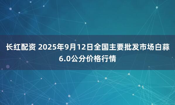 长红配资 2025年9月12日全国主要批发市场白蒜6.0公分价格行情