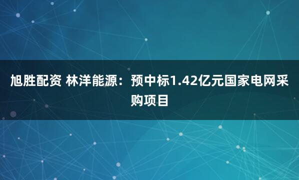 旭胜配资 林洋能源：预中标1.42亿元国家电网采购项目